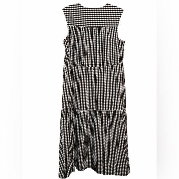 EVERLANE Black & White Gingham Tiered Midi Dress Sleeveless Cottagecore - Picture 3 of 5